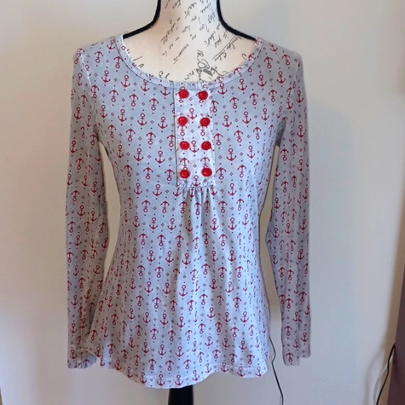 One World Nautical Print Long Sleeved Top - Picture 2 of 6